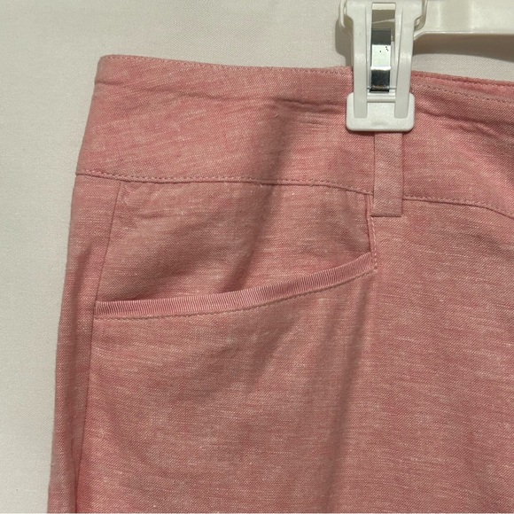 NY & Co 7th Ave Design Studio Capri Pink Linen Blend Crop Straight Pants Sz 16 - Picture 2 of 14